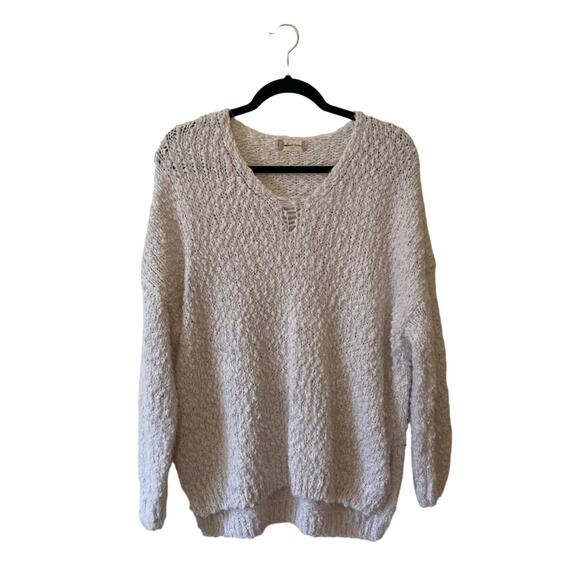 Altar’d State M/L oversized white long sleeve sweater knit sheer layer cozy - Picture 1 of 8